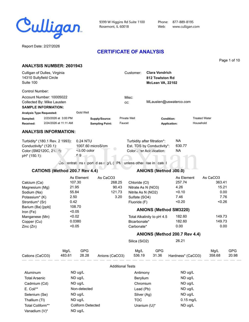 Reverse Osmosis Water System Filters for Well Water 2 water quality report