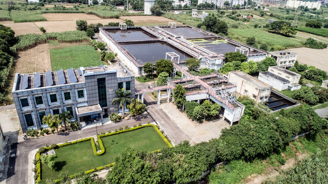 Industrial reverse osmosis water treatment facility with large equipment
